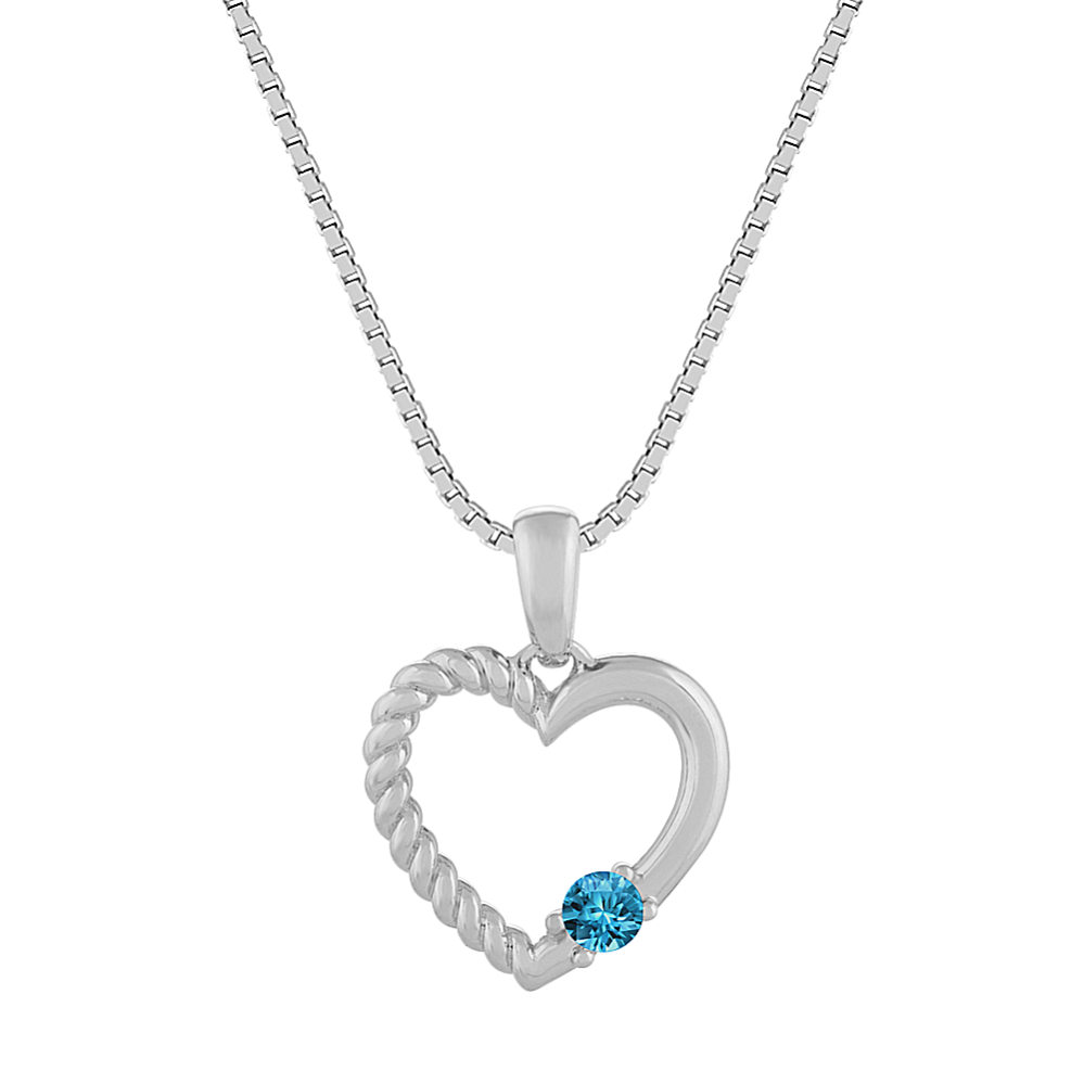 Lovely Heart Pendant in 14k White Gold (18'')