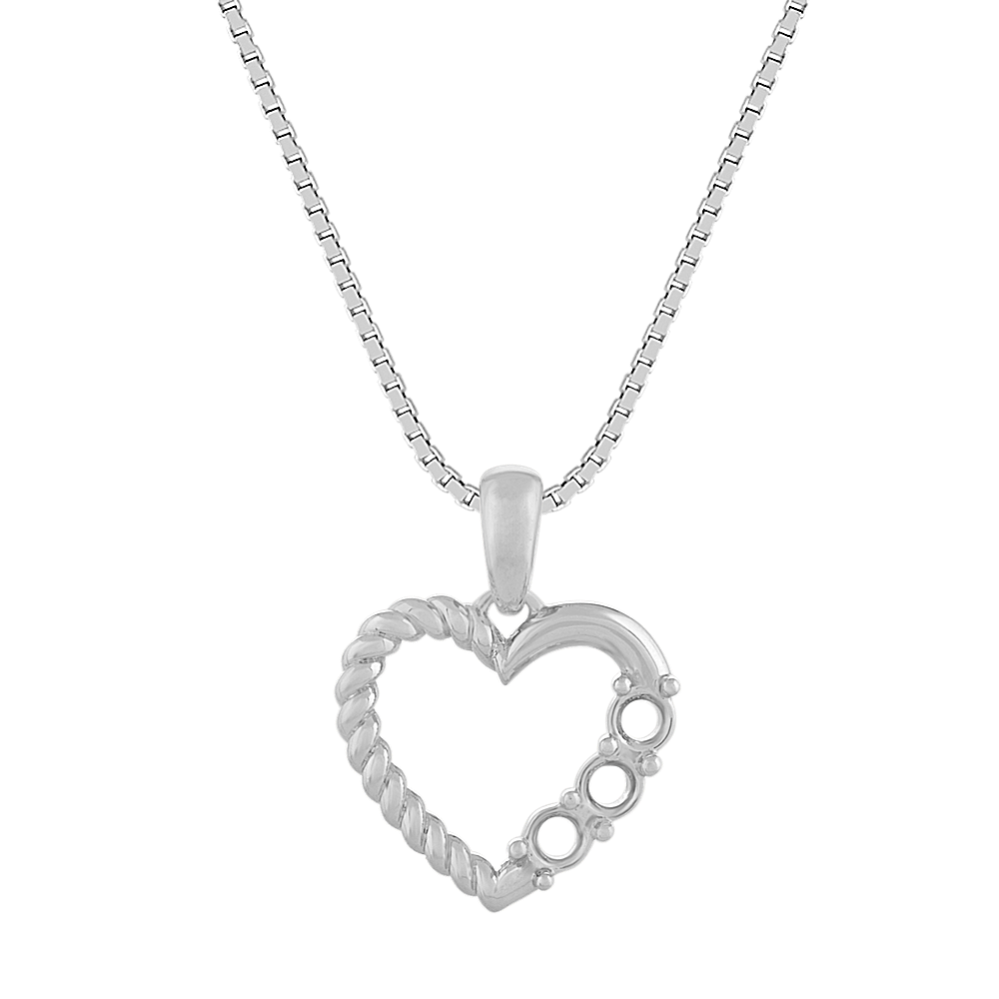 Lovely Heart Pendant in 14k White Gold (18 in)