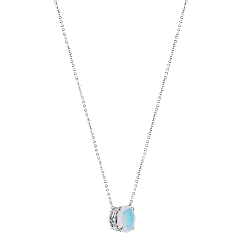 Pendant Only 14k White Gold Natural Opal and popular Diamond Pendant