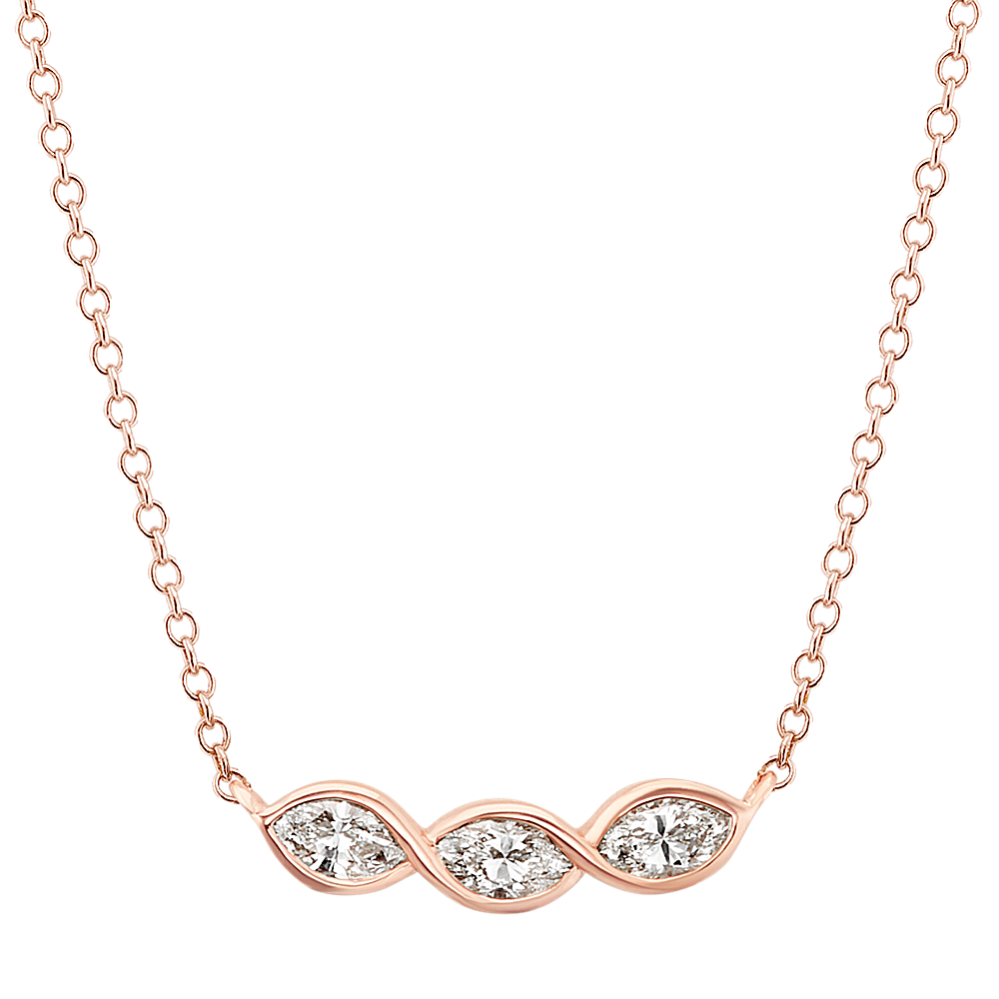 Marquise Diamond Pendant in 14k Rose Gold (18 in)