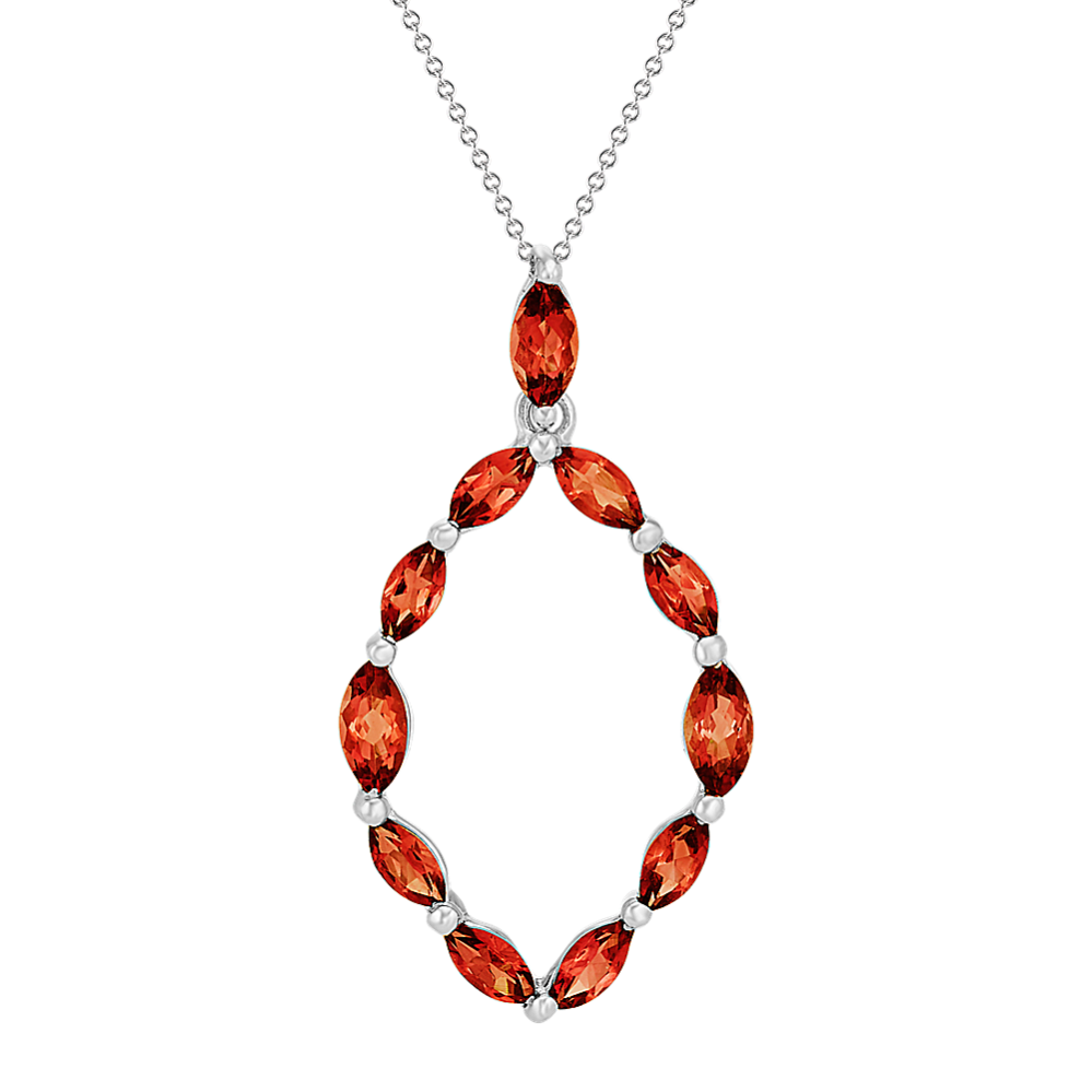 Marquise Garnet Oval Pendant (20 in)