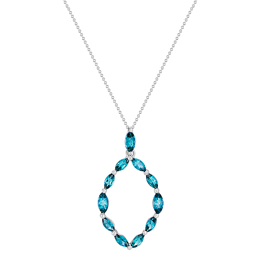 Marquise London Blue Topaz Pendant (20 in) | Shane Co.