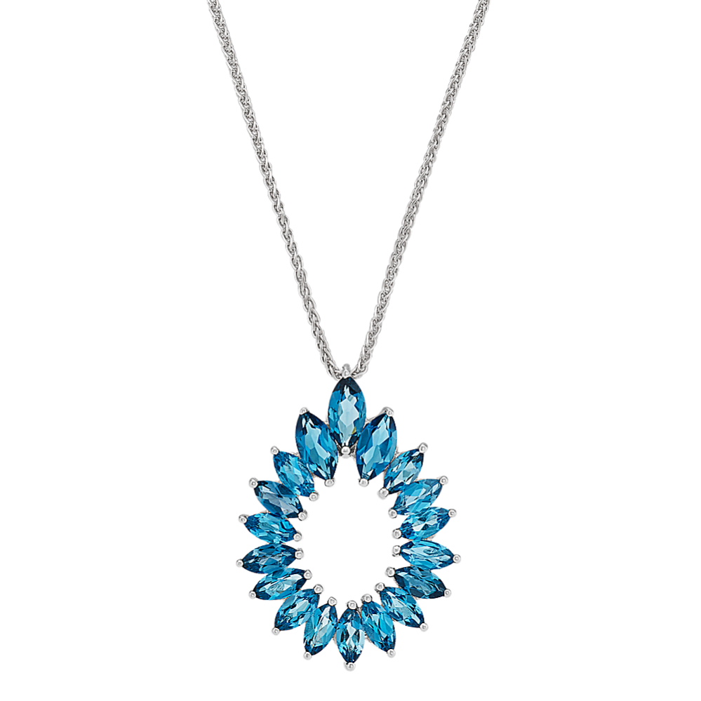 Marquise London Blue Topaz Teardrop Pendant (24'')