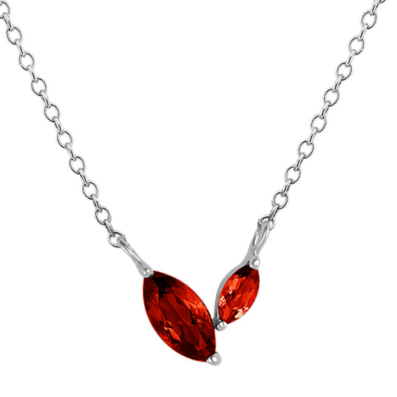 Marquise Red Natural Garnet Necklace (18 in)