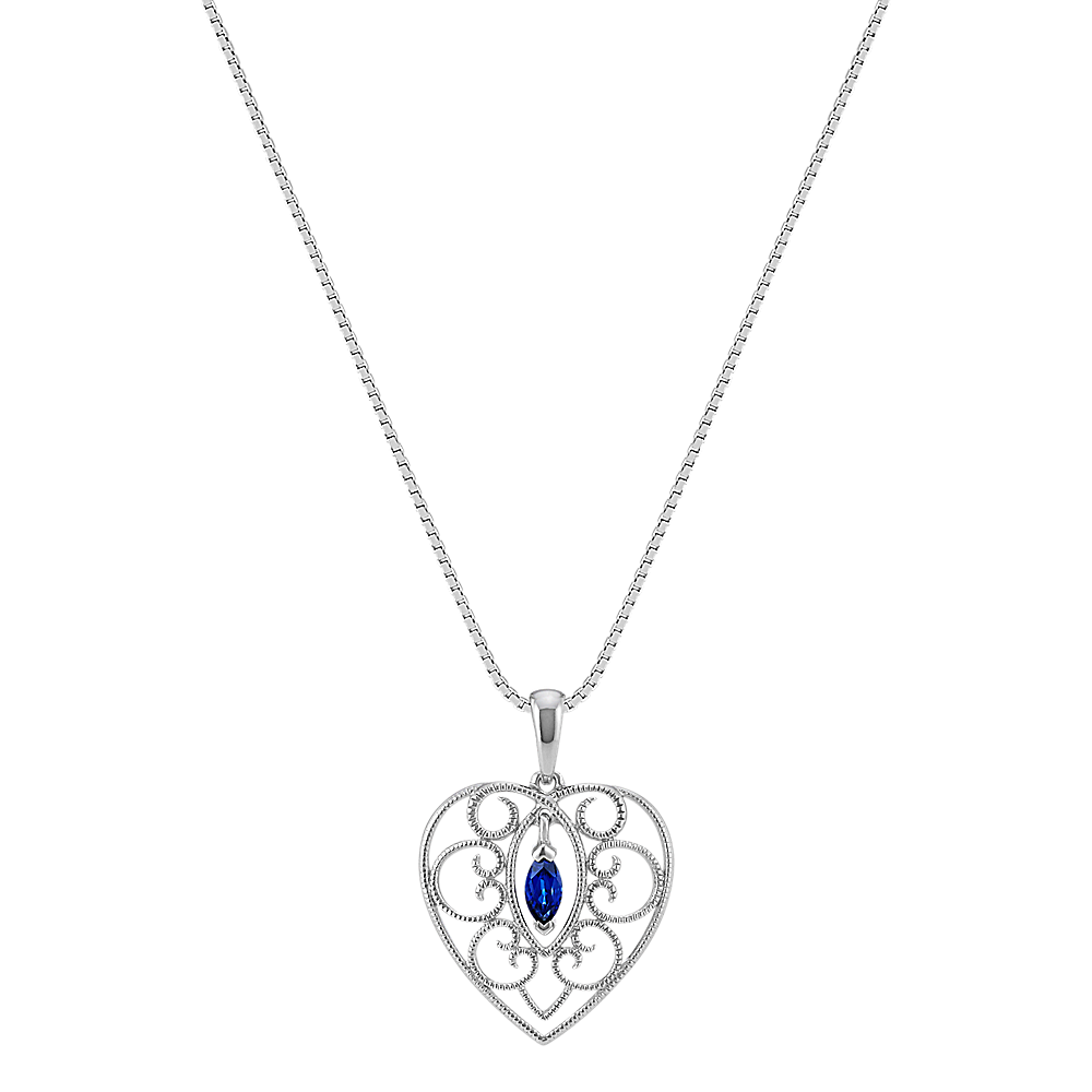 Heart Lock Necklace With Natural White Sapphire