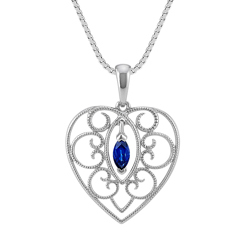 Heart Lock Necklace With Natural White Sapphire