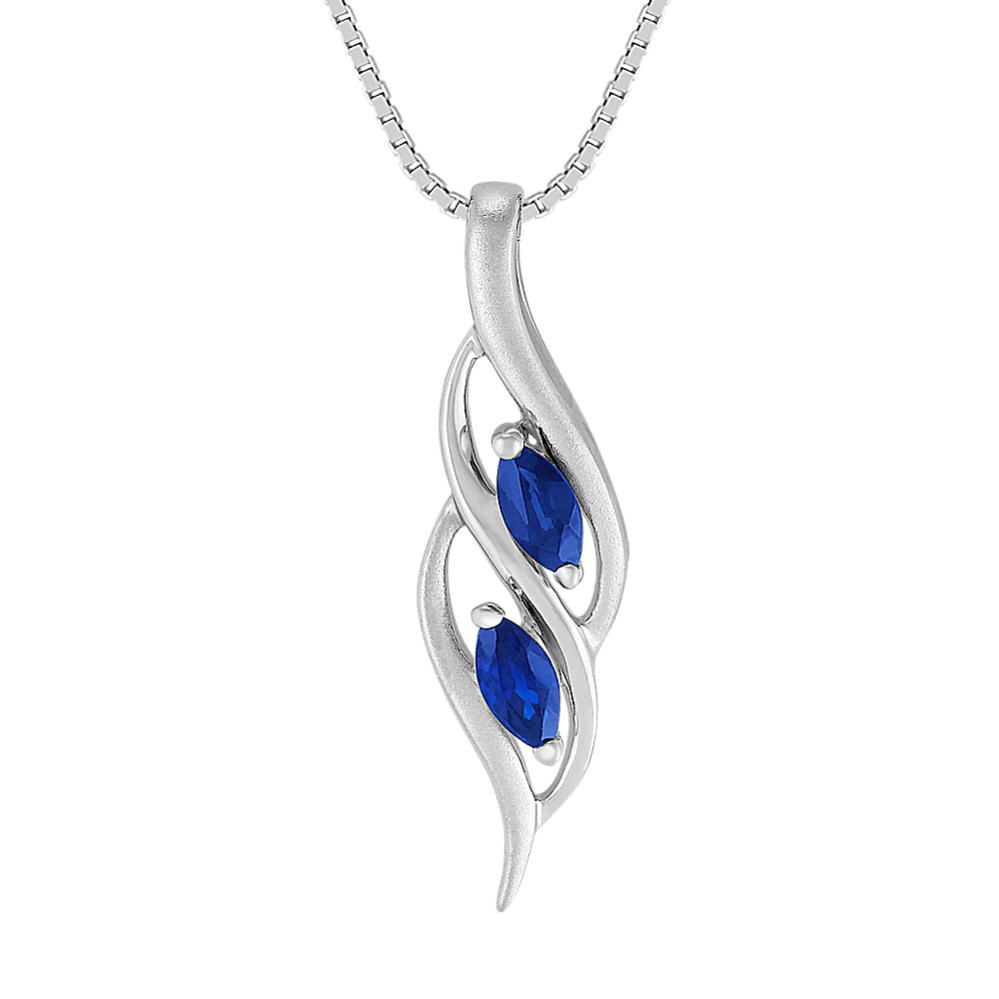 Marquise Traditional Blue Sapphire Pendant (18 in)