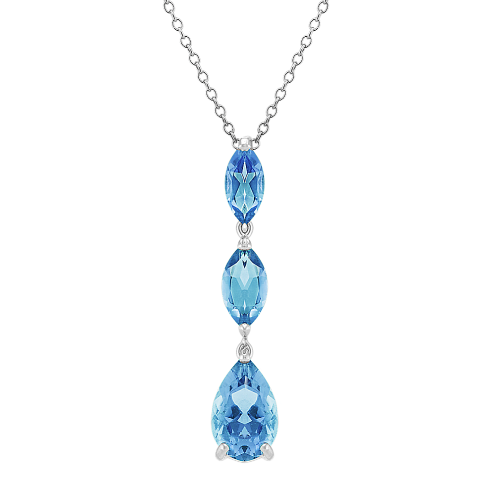 Marquise and Pear-Shaped London Blue Topaz Pendant (20 in)