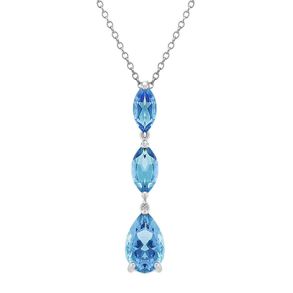 Marquise and Pear-Shaped London Blue Topaz Pendant (20'')