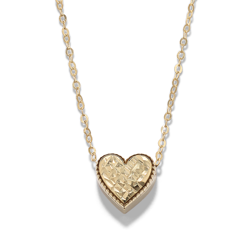 Marzipan 14K Yellow Gold Textured Heart Necklace