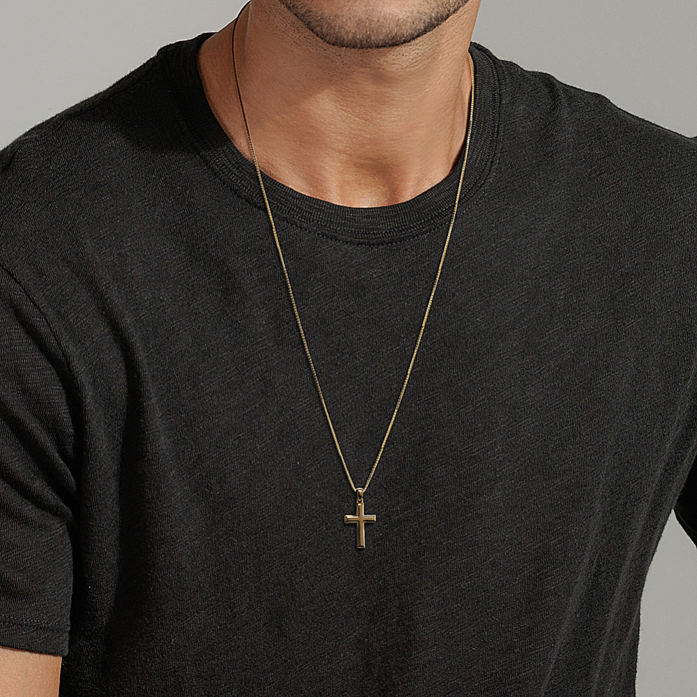 Matthias 14K Yellow Gold Cross Pendant | Shane Co.