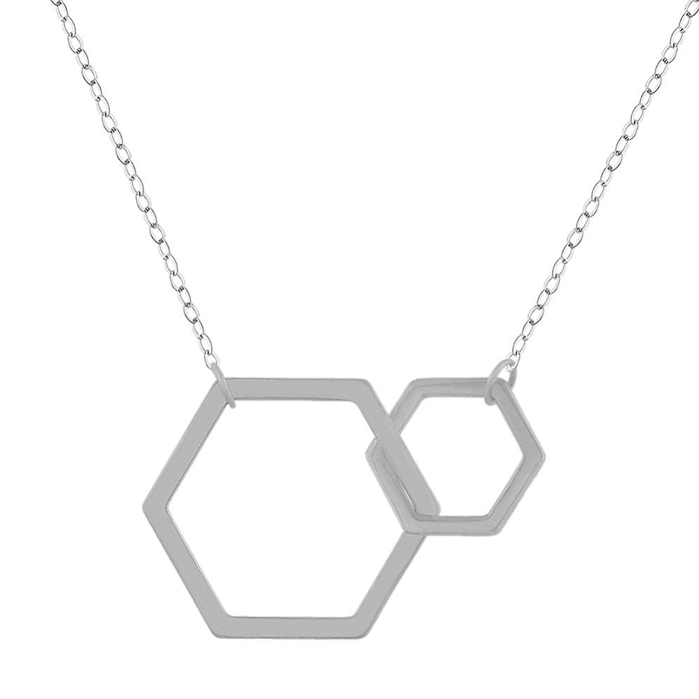 14K White Gold Honeycomb Necklace