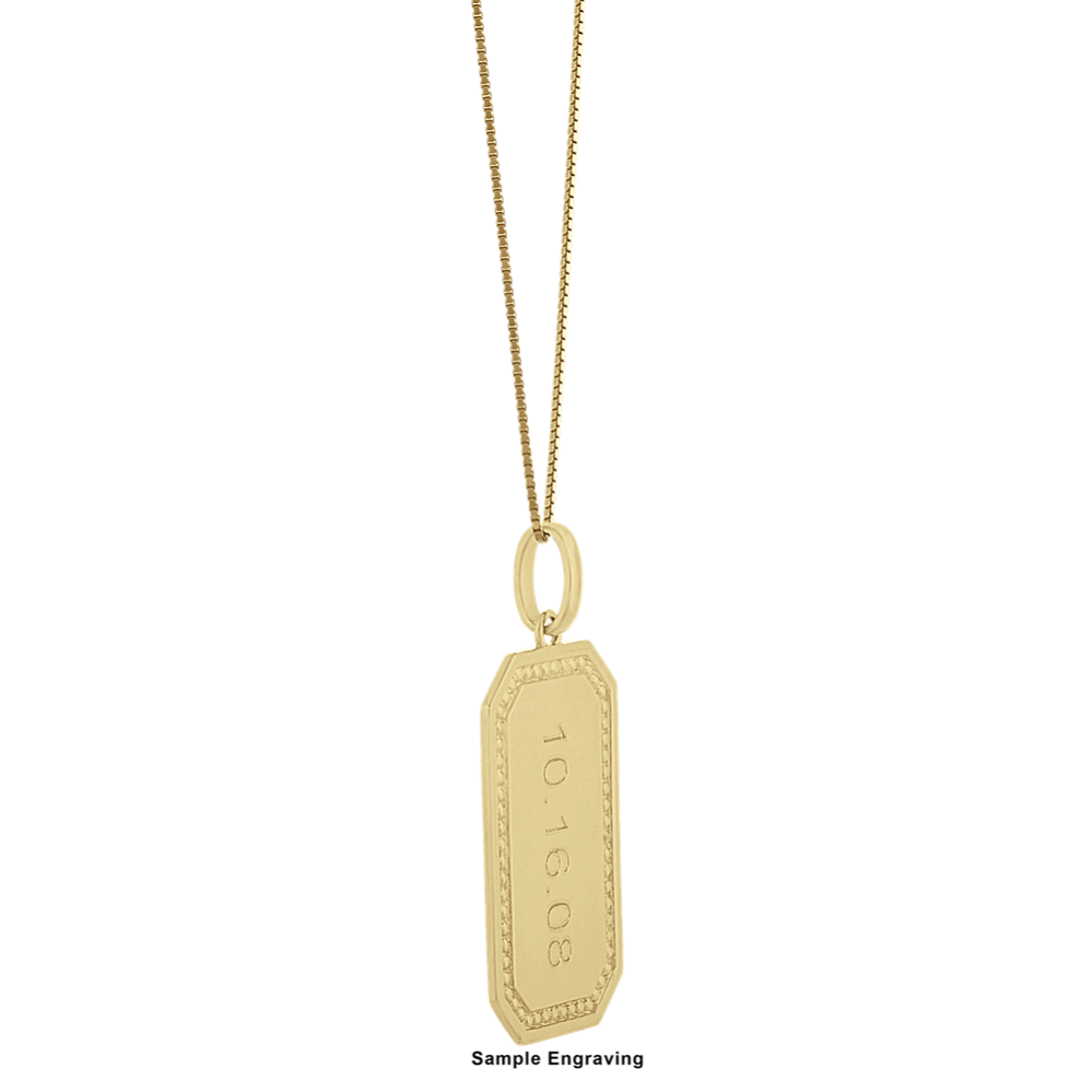 Mens Dog Tag Necklace in 14k Yellow Gold 24 in Shane Co