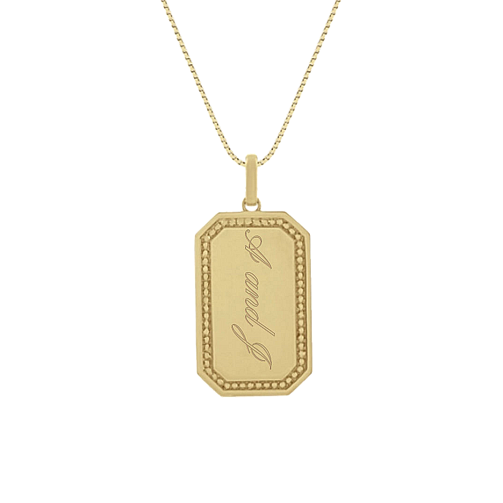 Mens Dog Tag Necklace in 14k Yellow Gold (24 in)