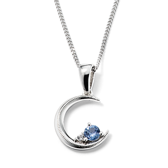 Mezzaluna Ice Blue & White Sapphire Pendant