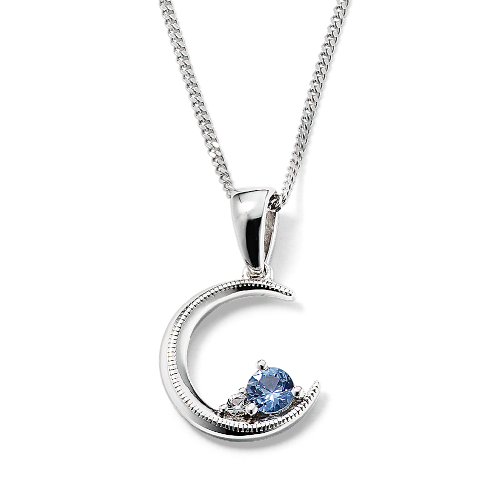 Mezzaluna Ice Blue Sapphire Pendant (22 in)