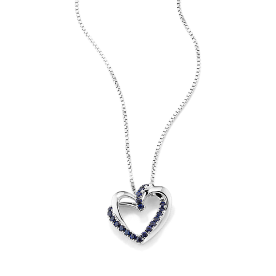 Mila Sapphire Heart Pendant in Sterling Silver
