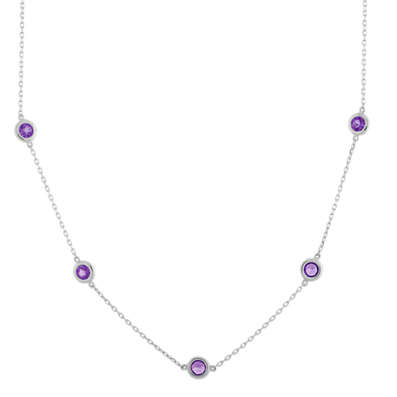 Mina Amethyst Station Necklace in Sterling Silver