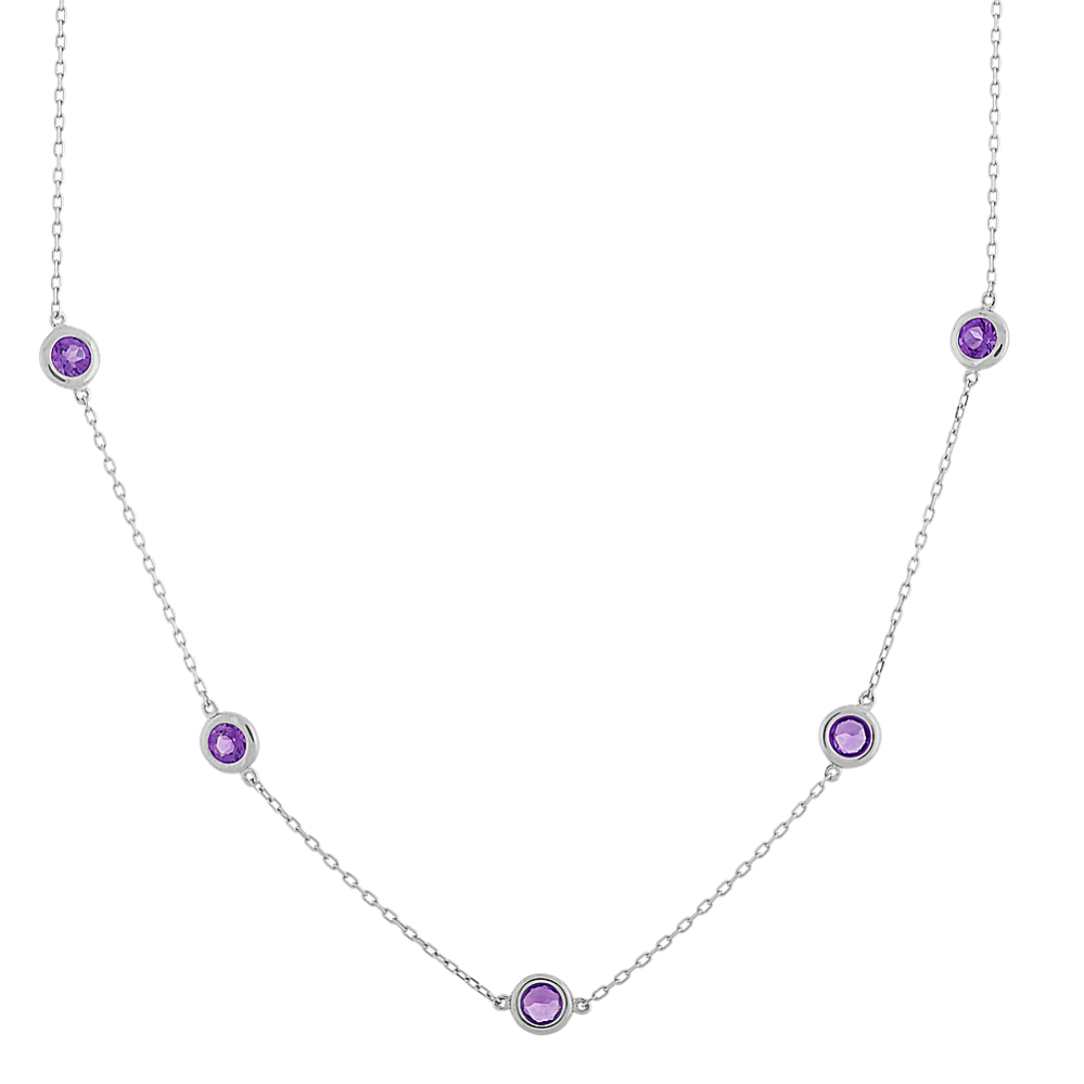 Mina Amethyst Station Necklace in Sterling Silver