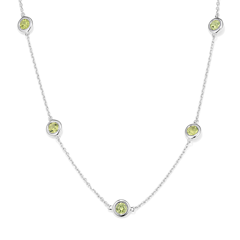 Mina Bezel-Set Peridot Necklace in Sterling Silver (20 in)