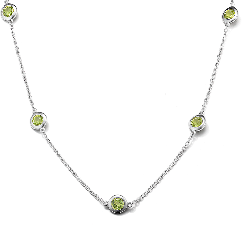Mina Peridot Station Necklace in Sterling Silver