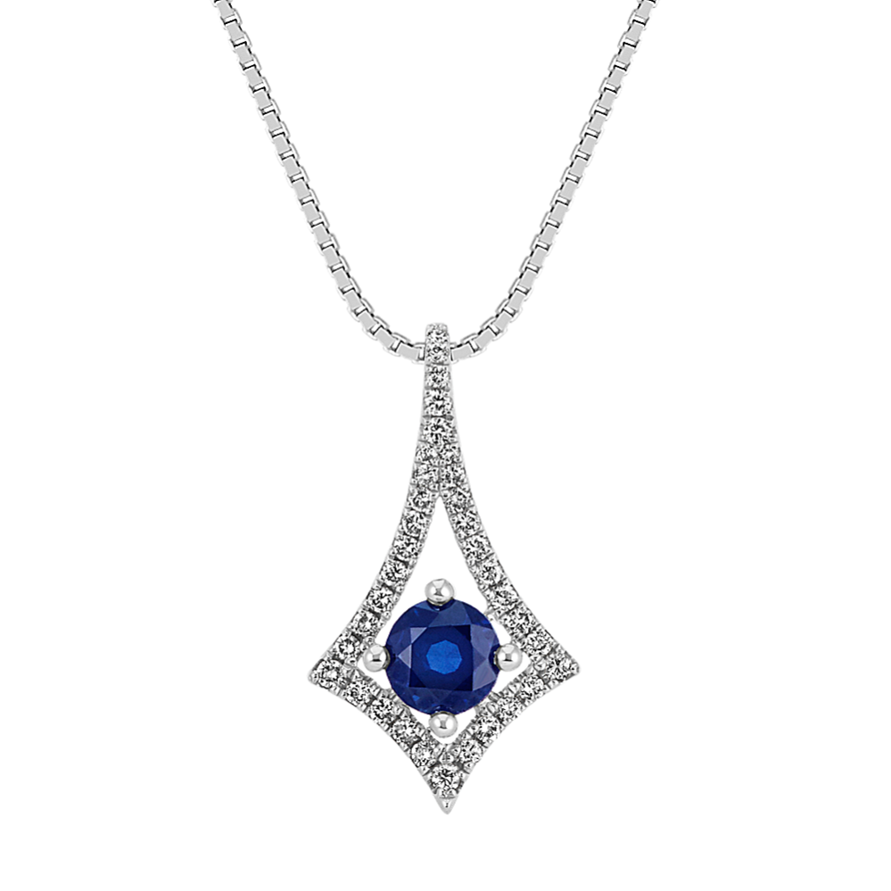 Modern Traditional Sapphire and Diamond Pendant (18 in)