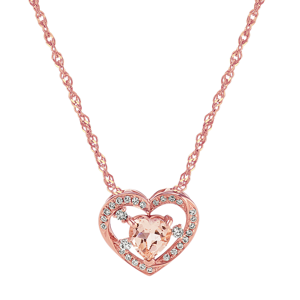 Morganite and Diamond Heart Pendant (22 in.)