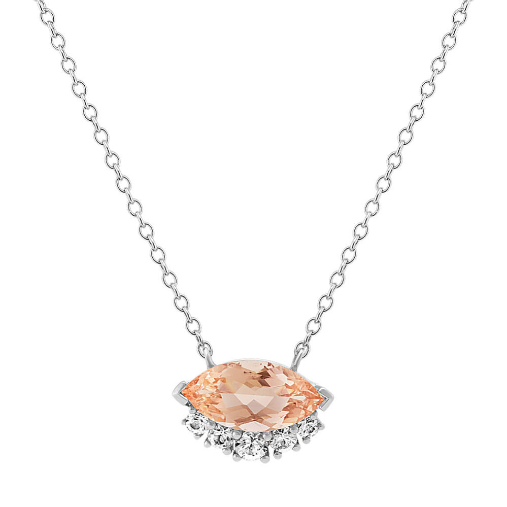 Morganite and White Sapphire Necklace (18 in)
