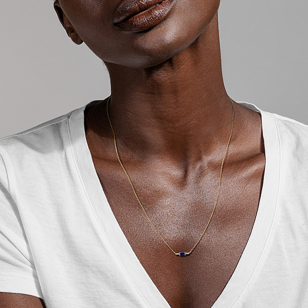 Moriah Midnight Blue Sapphire & Diamond Necklace | Shane Co.