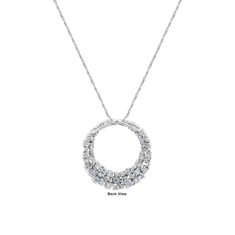 Mosaic Blue Natural Sapphire & Natural Diamond Circle Pendant (22 in)