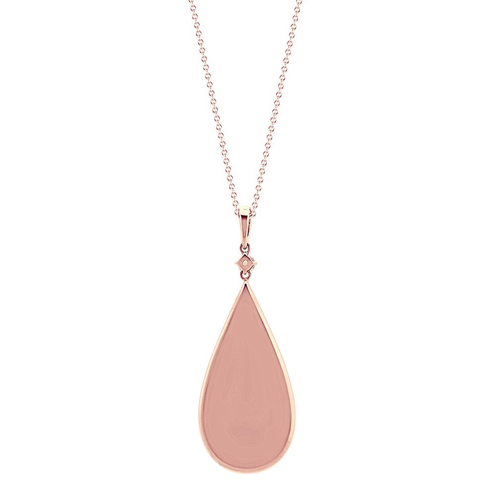 14K Rose Gold Oval Pink Sapphire Diamond Pendant Necklace