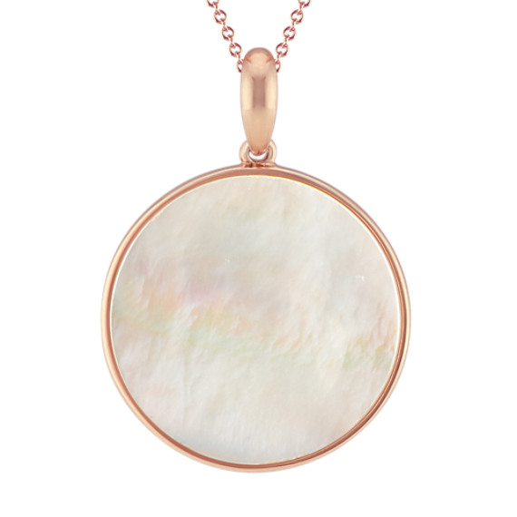 Mother Of Pearl Circle Pendant In Rose Sterling Silver 20 Mother Of Pearl Circle Pendant In Rose Sterling Silver 20