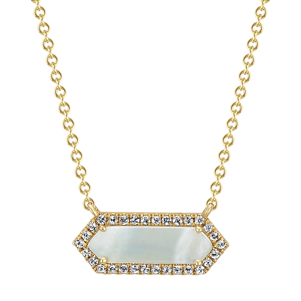 Mother of Pearl and White Sapphire Necklace (18'')