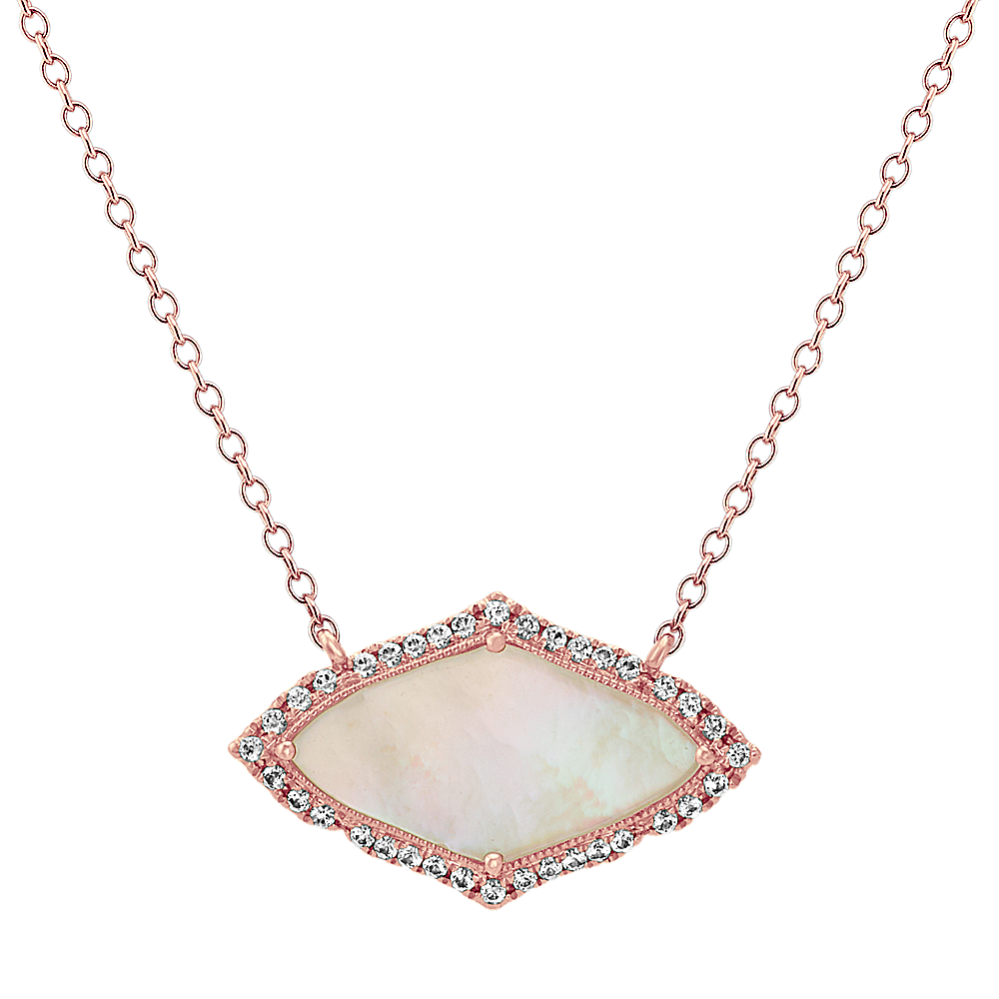 Mother of Pearl and White Sapphire Necklace (18 in)