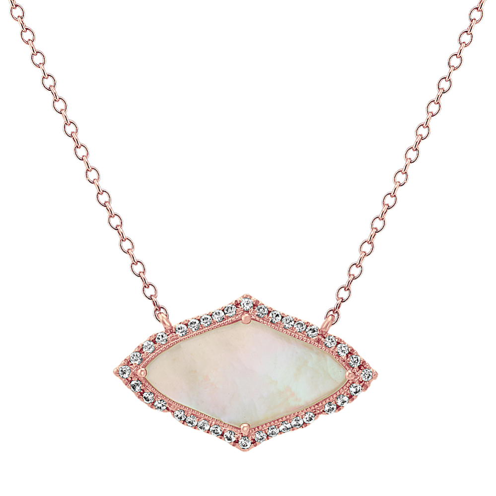Mother of Pearl and White Sapphire Necklace (18'')