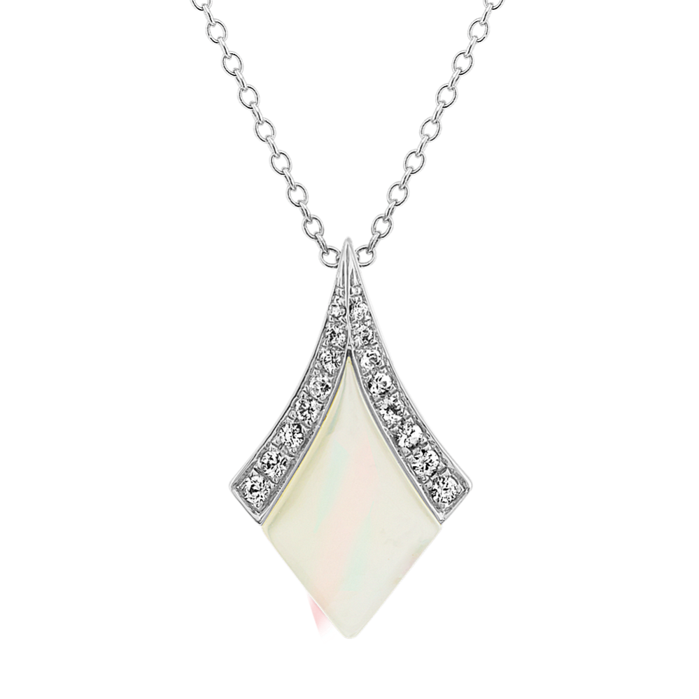 Mother-of-Pearl and White Sapphire Pendant (20 in)