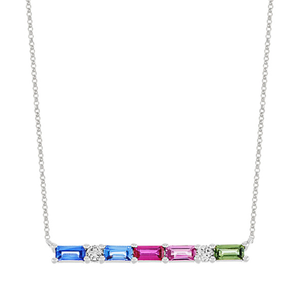 Multi-Color Sapphire and Diamond Necklace (18 in)