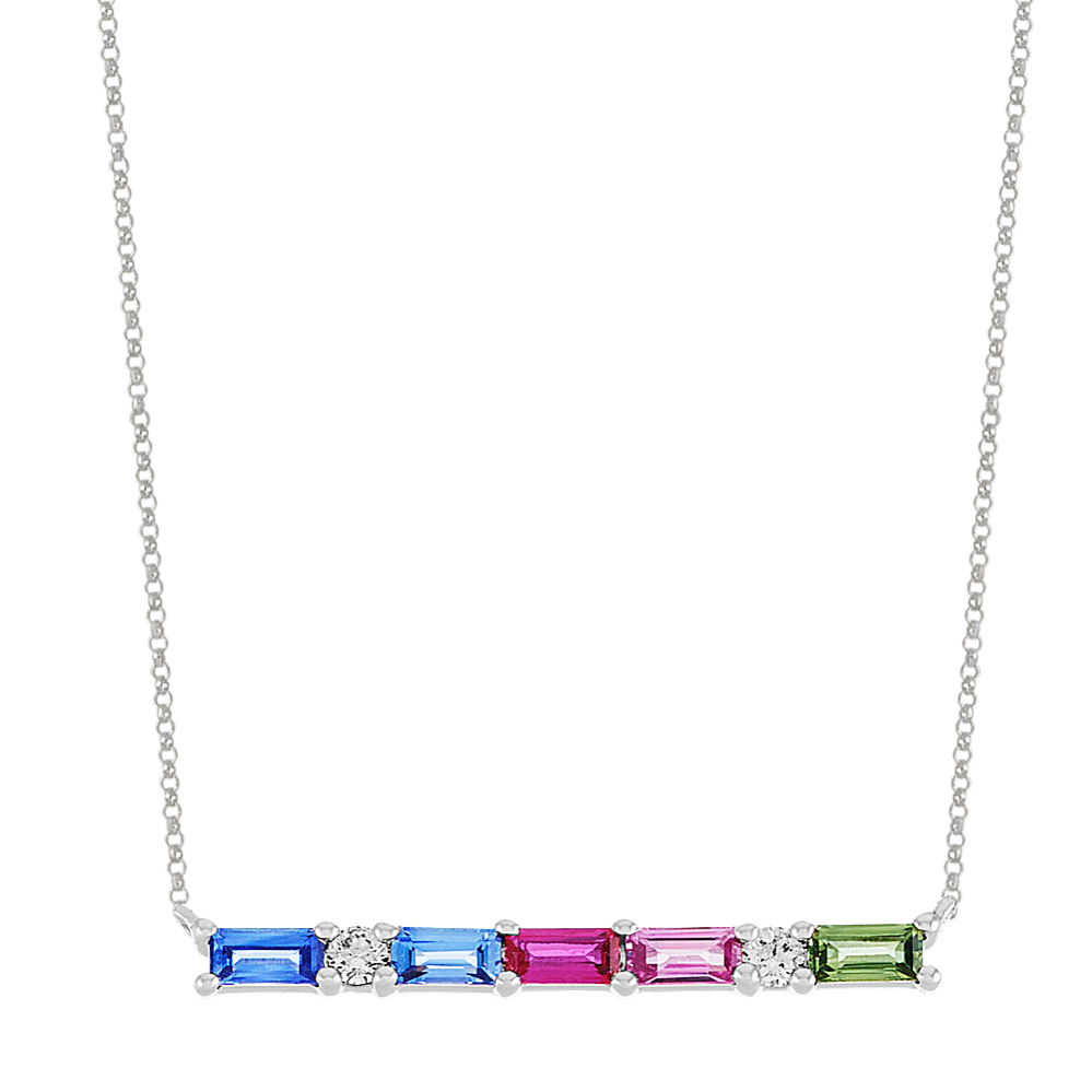 Multi-Color Sapphire and Diamond Necklace (18 in)