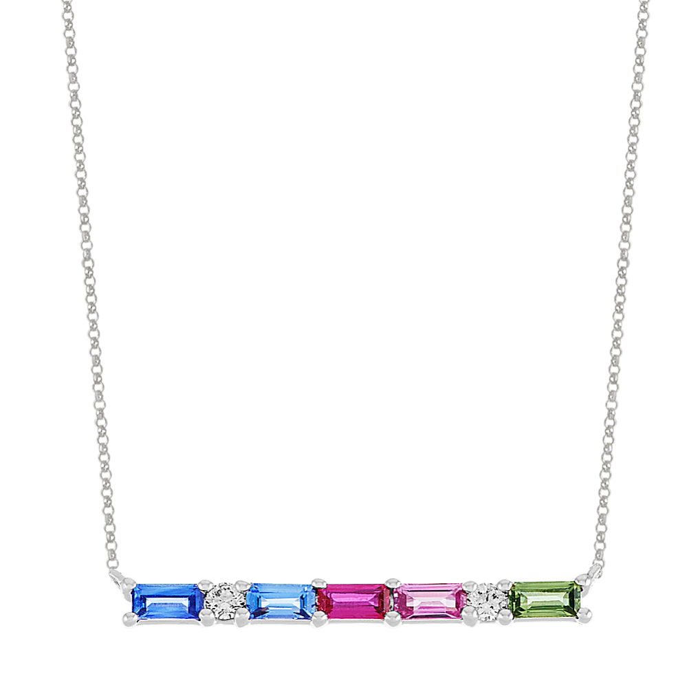 Multi-Color Sapphire and Diamond Necklace (18'')