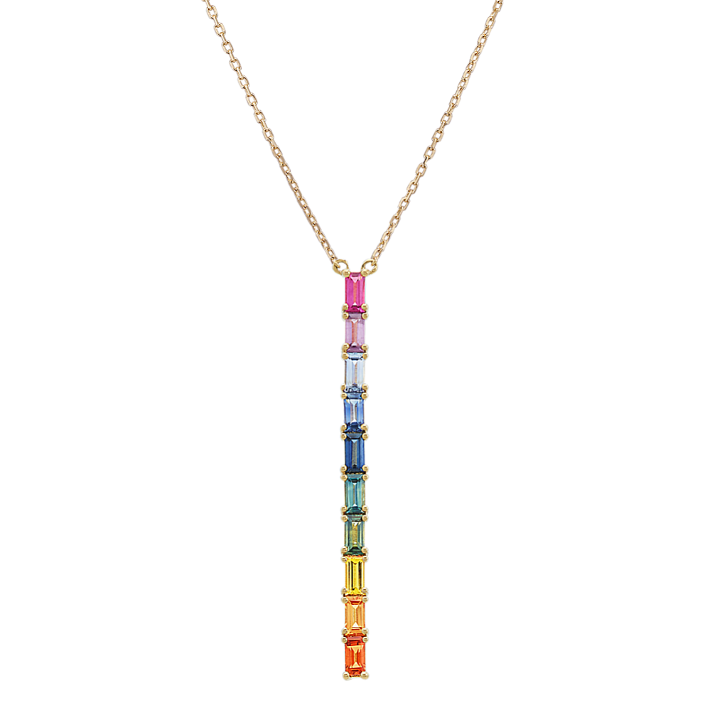 Multi-Colored Baguette Bar Necklace (18 in)