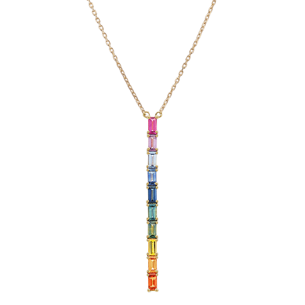 Multi-Colored Baguette Bar Necklace (18'')