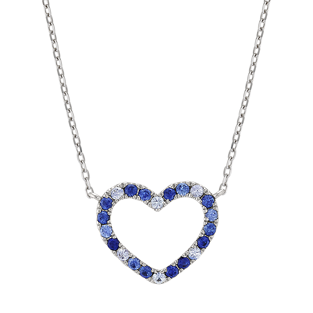 Multi-Colored Blue Sapphire Heart Necklace (20 in)