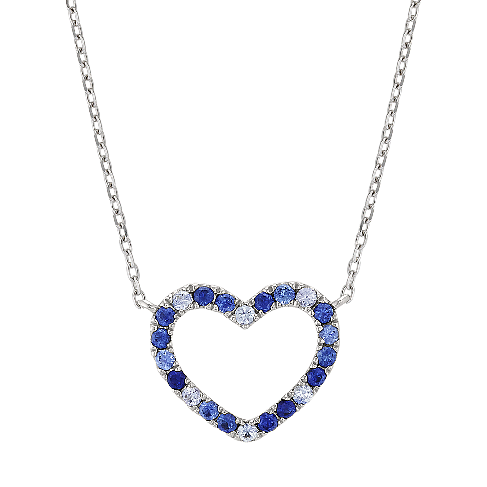 Blue sapphire heart necklace clearance