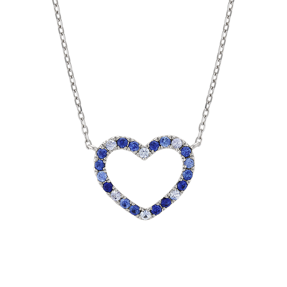 Multi-Colored Blue Natural Sapphire Heart Necklace (20 in)