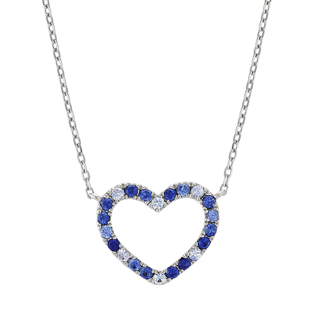Multi-Colored Blue Sapphire Heart Necklace (20'')