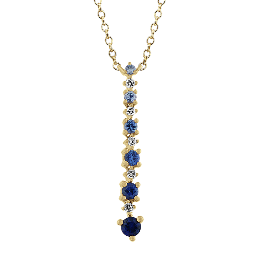 Multi Colored Blue Sapphire and Diamond Pendant (18 in)