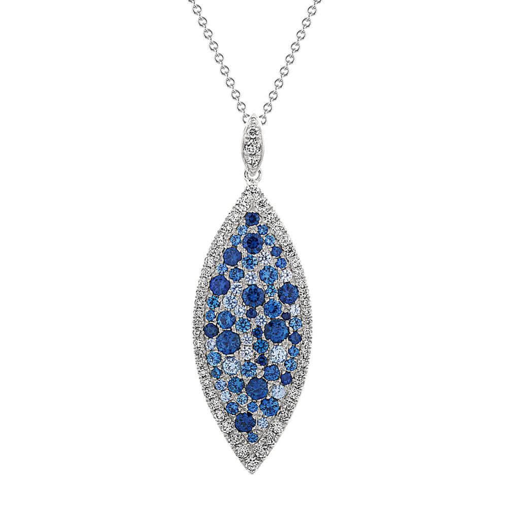 Multi-Colored Blue Sapphire and Diamond Pendant (24 in)