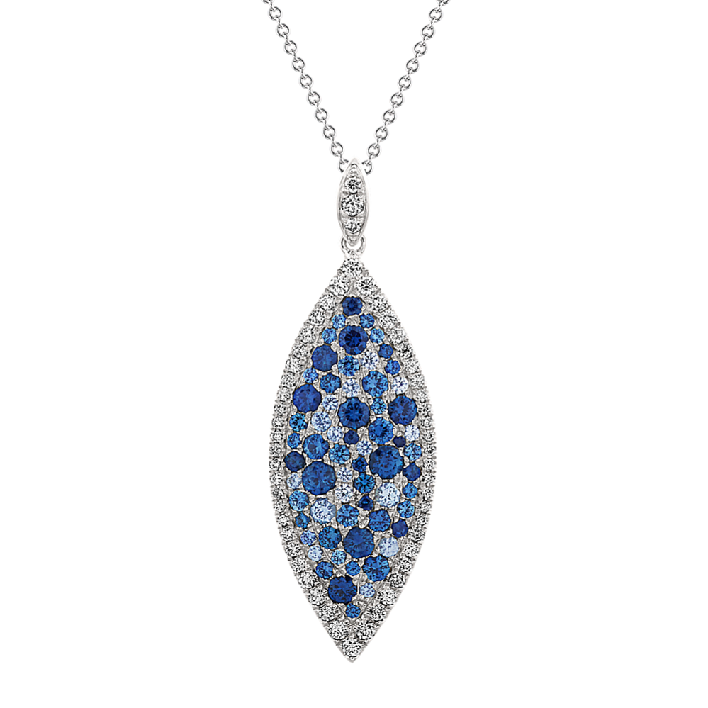 Multi-Colored Blue Sapphire and Diamond Pendant (24'')