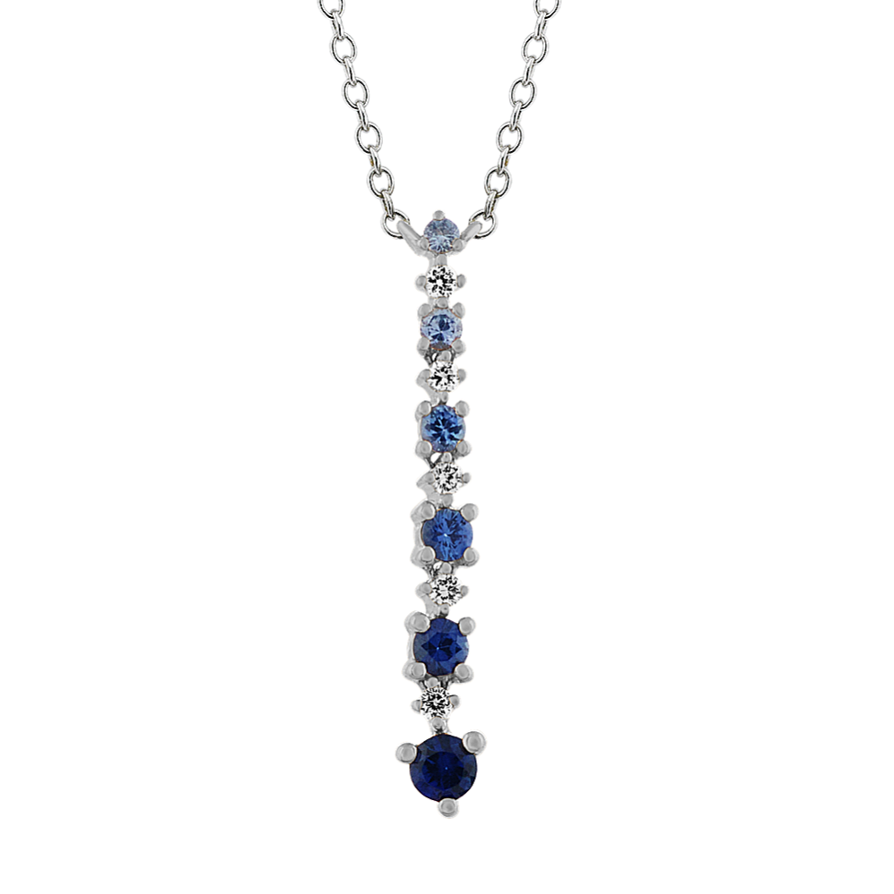 Multi Colored Blue Sapphire and Diamond Pendant (18'')