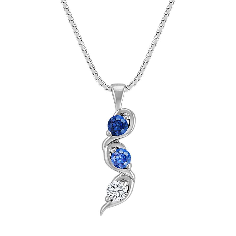 Multi-Colored Sapphire Three-Stone Pendant (18'')